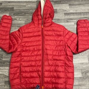 Save The Duck Jacket Men’s Size XL Red Ultra Light Plumtech Hood Puffer